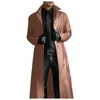 herrlädergravrock vintage brittisk stil vindbrytare stilig fast färg slim-fit överrock lg jacka plussize outwear e6t4#