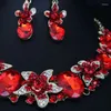 Colar brincos conjunto dubai casamento strass cristal declaração nupcial moda feminina pedra preciosa vermelha gargantilha babadores nigeria
