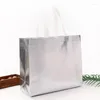 Storage Bags Reusable Shopping Glossy Laser Tote With Handle Non-woven Gift Bag Wedding Party Gifts Wrapping Home Supplies