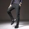 봄 가을 두꺼운 캐주얼 바지 남자 비즈니스 패션 슬림 스트레치 블랙 블루 그레이 브랜드 옷 브러시 바지 남성 2838 240313