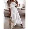 Casual Dresses Women Dress Lace Long White Beach Skirt Strapless One Shoulder Sexy