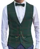 Kamizelka męska Herringbe Wool/Tweed Waistcoat Suits Plaid Vest Casual Single Ber-Neck XS-5xl Kamizelka garnituru męska na ślub B3KC#