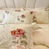 Ensembles de literie français Vintage Rose imprimé 1000TC coton égyptien doux soyeux motif de fleurs housse de couette ensemble draps taies d'oreiller