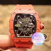 日付のengrwolf Watch RM35-01シリーズ2824自動機械式赤炭素繊維テープの男性