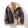 Päls Men Autumn Winter Thicking High-End Brand Läderjacka / Plus Veet Thicking Fi Stor storlek Khaki Man Pu Jacket T6IU#