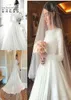 Schlicht gestaltete Satin-Brautkleider, schlichte Langarm-Beteau-Ausschnitt, Hofschleppe, Brautkleider, formelle Robe de mariage7806298