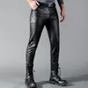 Pantalon en cuir pour hommes Skinny Fit élastique Fi PU Pantalon de motard en cuir Discothèque Party Pantalon de danse mince x5dT #