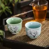 Fincan tabakları seramik termal renk değişikliği kiraz çiçeği çay bardağı el boyalı ağaç renk değiştiren su kupası ofis çay fincanı içecek eşyaları