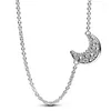 Pendants Authentic 925 Sterling Silver Intertwined Hearts Circle Pave Moon Family Always Infinity Necklace For Women Fashion Jewelry