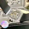 Watch data luksusowe mechaniki męskie obserwuj automatyczną osobowość mechaniczną mody przezroczystą kryształową pustą taśmę Tide Wine Barrel s