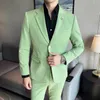 2023 Blazer fin + pantalon occidental pour hommes Fi Busin Casual rayé coréen Versi Slim Mariage Dr Banquet Ensemble 2 pièces P9jo #