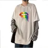 graficzne koszulki LG Sleeve Spring and Autumn Boys Fake dwa ubrania Carto T-shirt Rękaw animati odzież Mężczyźni Ubranie E8KH#