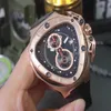 new version Chronograph Working Triangle Watch Men Anniversary VK Quartz Sport Racing Car 18k Rose Gold Leathe Mens Watch Watches202C