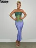 Nsauye Dres Elegante Farbverlauf Druck Mode Off Schulter Rohr Wrap Maxi Lange Sommer Sexy Kleid Party Nachtclub 2024 240321