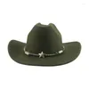 Berretti Cappello da cowboy Western Cowgirl Cappellini jazz casual per uomo Cintura solida Fascia Khaki Caffè Cappelli stile Fedora e borsalino a tesa larga Donna