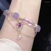 Charm Bracelets Chinese Style Amethyst Beaded Bracelet Light Luxury Niche Delicate Sense Of Fairy Hand String Girlfriends Gift Drop De Otwzp