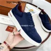 Loro Piano LP Lorospianasl Summer White Chaussures Casual Walk Mens Mens Luxury Sneakers Inverse Suede Real Leather Runner Chaussures Boîte de haute qualité