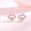 Stud Earrings JIALY European S925 Sterling Silver CZ Sweetheart For Women Birthday Party Gift Wedding Jewelry