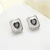 Dangle Earrings 1pair Rectangle Geometric Design 925 Sterling Silver Pin Women Ins Black Clear CZ Zirconia Posts Party Jewelry