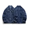 Autumn 2023 Nowa kurtka dżinsowa mężczyźni Vintage Jean Coats Streetwear Fi Jean Jacket Men Down Down Kllar Outerwear Kattera L8US#