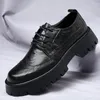 Casual Shoes 2024 Lace Up Cowhide Thick Sole Leather Men's Work Genuine English Style