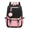 Rucksack Große Schule Paket Teenager Mädchen USB Port Leinwand Schultasche Student Bücher Tasche Mode Schwarz Rosa Teen Dropshippi