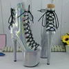 Dansskor Leecabe Laser PU 20CM/8inches Pole Dancing High Heel Platform Boots Stängt tå