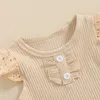 Ensembles de vêtements pour bébés filles, vêtements smockés, barboteuse côtelée, body à volants, short en dentelle, bas, bandeau, tenue d'été