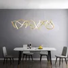 Ljuskronor modern minimalistisk rostfritt stål vågdekorativa ljus el villa design modell rum oregelbundet ljus lyx ljuskrona