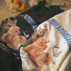 harajuku Fi Women T-shirt Colorful Kitten Print O-Neck T-shirt Y2k Casual Streetwear Casual T-shirt Oversized Clothes Cute x69x#