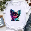 Kadın Tişörtleri Komik Gömlek Kadın Chihuahua/Daschund Hayvan Baskı Tshirt Kadın Yaz Moda Teats Tee Femme Beyaz Günlük T-Shirt