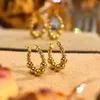 Boucles d'oreilles créoles en métal plaqué or et acier inoxydable, perles minimalistes élégantes pour femmes et filles, bijoux d'oreille simples