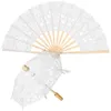 Figurine decorative 1 set di ombrello da sposa ricamato in pizzo, ventaglio, Pografia