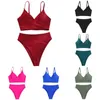 High Waist Swimwear Women Push Up Beachwear Solid Bathing Suit Sexy Solid Female Swimsuit Active Two-piece Bikini 50%