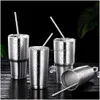 Drinking Straws Allanhu 12-Pack Reusable Stainless Steel Metal Sts With Case - Long For 30 Oz And 20 Tumblers Dishwasher Safe 2 Cleani Dhr6U