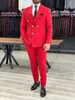 Terno masculino vermelho 2 peças Blazer Calças Double Breasted Peaked Lapela Busin Slim Work Wear Wedding Groom Tailored Costume Homme T8sp #