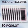 Cílios Postiços 10 PCS Qeelasee 0.03/0.07/0.10 M/LC/L +/LD/L Curl Extensões de Cílios Postiços Mink Material Preto Bandeja Mista Maquiagem Lashes24327