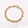 Bangle Stainless Steel Heart T Bracelets Bangles For Women Fashion Genuine Jewelry Rose Gold Sier Love Enamel Party255V Drop Delivery Otz8V