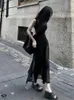 Vestidos casuais vintage malha preto sem mangas vestido mulheres estilo coreano moda lateral fenda irregular midi sexy bainha elegante chique verão