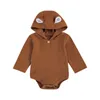 Jumpsuits Born Baby Girls Boys Romper Solid Bear Ear Hooded Long Sleeve Button Lovely 0-18M Drop Delivery Kids Maternity Clothing Romp Dhv97