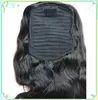 Kucyki Brazylijskie ludzkie włosy Dstring Ponytail Wavy Black Women PieceClip w prawdziwym opakowaniu wokół fałszywych produktów dostarczania upuszczania DHQ2R