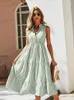 Vestidos de festa Volalo senhoras vintage boho verão mulheres sem mangas casual feriado listrado camisa vestido de verão roupas femininas robe vestidos