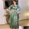 Vêtements ethniques Eid Mubarak Abaya Dubaï Turquie Satin Robe musulmane Femmes Arabe Marocain Caftan Élégante Dame Islamique Vêtements ethniques Dr Dhfze