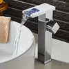 Bathroom Sink Faucets BAKALA Led Faucet Brass Chromed Waterfall Basin 3 Color Change Tap Water Power Mixer