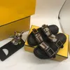 فاخرة FF Slims Slides Sandals Sandals Women Clipper Beach Sandal Classic Buckle Leatter Leatter Flat Flat Flat