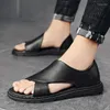 Freizeitschuhe aus natürlichem Leder, Sommer-Slip-on, modische Halbschuhe für Herren, atmungsaktive Rutschen, Strandsandalen, flache Garten-Clogs, Müßiggänger