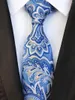 Bow Ties moda 8cm jedwabny męski męski Paisley niebieski zielony krawat jacquard tkany krawat garnitur męski business wesel