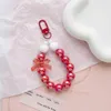 Keychains Creative AB Color Bow Pärled Key Chain Pendant Candy DIY Bagage Clothing