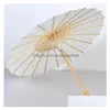 Guarda -chuvas de casamento parasols de papel branco itens de beleza chineses mini -artesanato dinâmetro de 60 cm entrega por atacado em casa gard dh48i