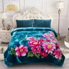 Couvertures Couverture de lit en peluche légère et douce fleur rose bleue grand 75 "x 91" ménage confortable